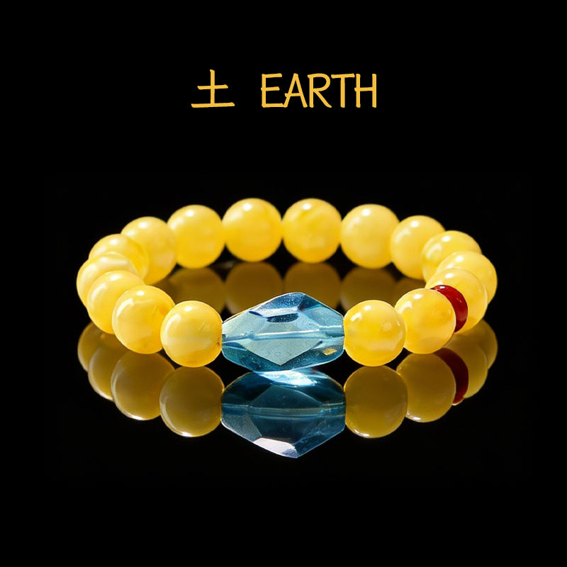 Aquamarine-Red Agate-Amber Braclect